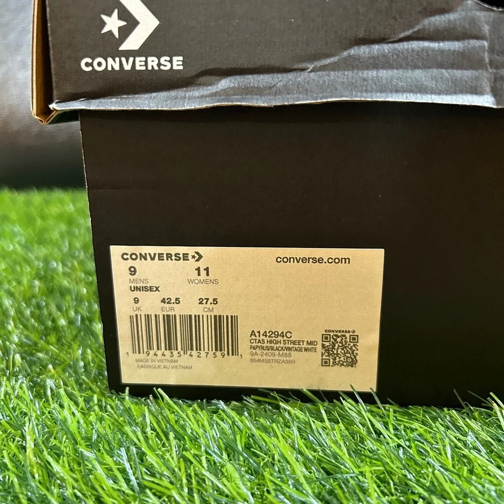 Converse CTAS High Street Mid Sneakers Mens 9 Papyrus Black Padded Collar New - Picture 10 of 13